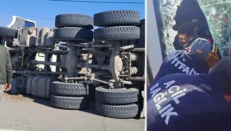 Virajı Alamayan Kamyonun Dehşet Verici Kazası Trafiği Felç Etti!